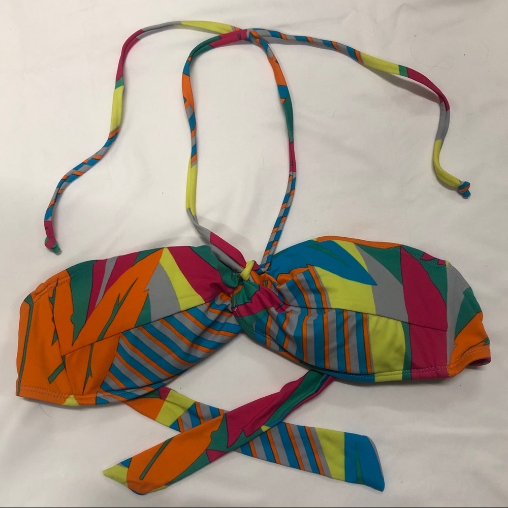 Xhilaration Multicolor Geometric Bandeau Swim Top